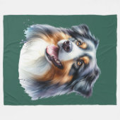 Driekleurige Australische Herdershond Fleece Deken (Voorkant (Horizontaal))