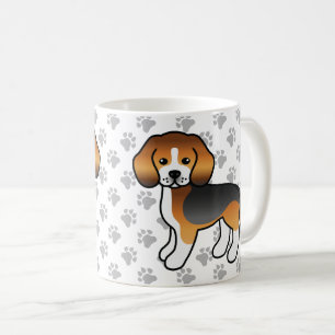 Driekleurige Beagle Schattige Cartoon Hond & Pootj Koffiemok