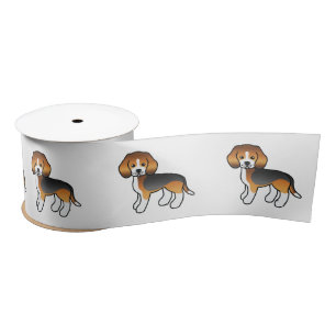 Driekleurige Beagle Schattige Cartoon Hond Satijnen Lint