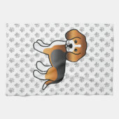 Driekleurige Beagle Schattige Cartoon Hond Theedoek (Horizontaal)