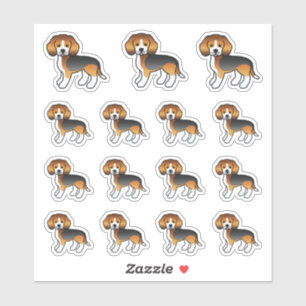 Driekleurige Beagle Schattige Cartoon Honden Sticker