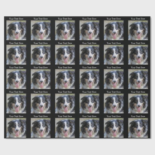 Driekleurige Border Collie Dog Cadeaupapier (Vlak)