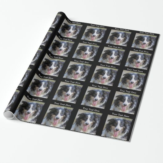 Driekleurige Border Collie Dog Cadeaupapier (Uitgerold)