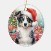 Driekleurige Border Collie Puppy Kerstmis Keramisch Ornament (Links)