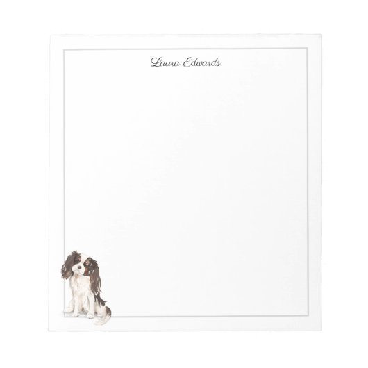 Driekleurige Cavalier King Charles Spaniel Border Notitieblok (Voorkant)