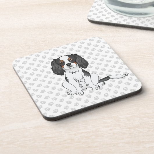 Driekleurige Cavalier King Charles Spaniel Hond & Bier Onderzetter (Linkerzijde)