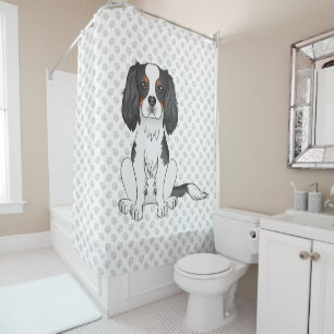 Driekleurige Cavalier King Charles Spaniel Hond & Douchegordijn