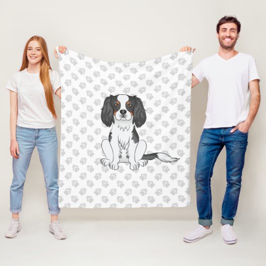 Driekleurige Cavalier King Charles Spaniel Hond &  Fleece Deken (In situ)