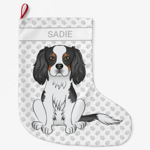 Driekleurige Cavalier King Charles Spaniel Hond & Grote Kerstsok