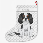 Driekleurige Cavalier King Charles Spaniel Hond & Grote Kerstsok (Achterkant)