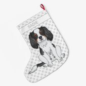 Driekleurige Cavalier King Charles Spaniel Hond & Grote Kerstsok (Achterkant (Hangend))
