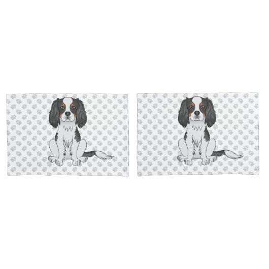 Driekleurige Cavalier King Charles Spaniel Hond & Kussensloop (Voorkant-Set)