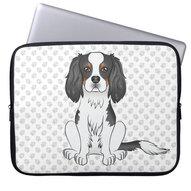 Driekleurige Cavalier King Charles Spaniel Hond &  Laptop Sleeve (Voorkant)