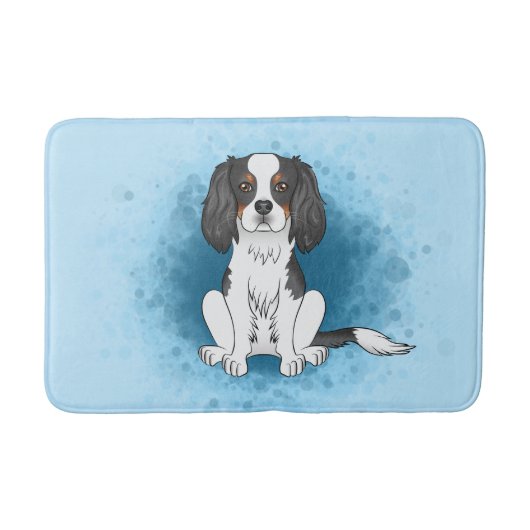 Driekleurige Cavalier King Charles Spaniel Hond Op Badmat (Voorkant)