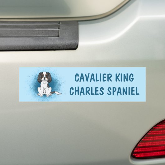 Driekleurige Cavalier King Charles Spaniel Hond Op Bumpersticker (Op auto)