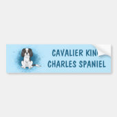 Driekleurige Cavalier King Charles Spaniel Hond Op Bumpersticker (Voorkant)