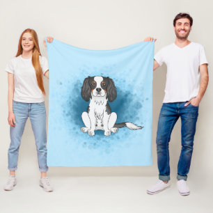 Driekleurige Cavalier King Charles Spaniel Hond Op Fleece Deken