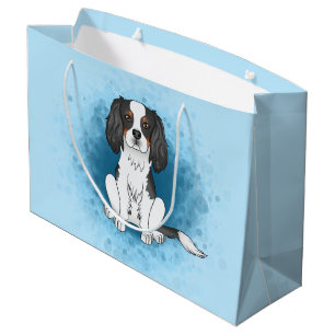 Driekleurige Cavalier King Charles Spaniel Hond Op Groot Cadeauzakje