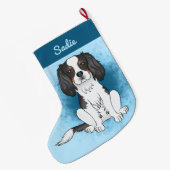 Driekleurige Cavalier King Charles Spaniel Hond Op Grote Kerstsok (Achterkant (Hangend))