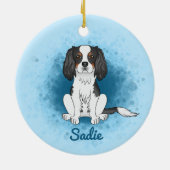 Driekleurige Cavalier King Charles Spaniel Hond Op Keramisch Ornament (Achterkant)