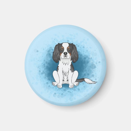 Driekleurige Cavalier King Charles Spaniel Hond Op Magneet (Voorkant)