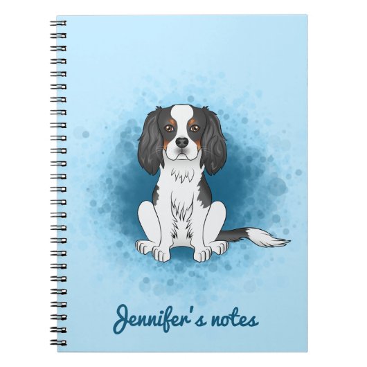 Driekleurige Cavalier King Charles Spaniel Hond Op Notitieboek (Voorkant)