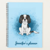Driekleurige Cavalier King Charles Spaniel Hond Op Planner (Voorkant)