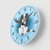Driekleurige Cavalier King Charles Spaniel Hond Op Ronde Klok (Hoek)