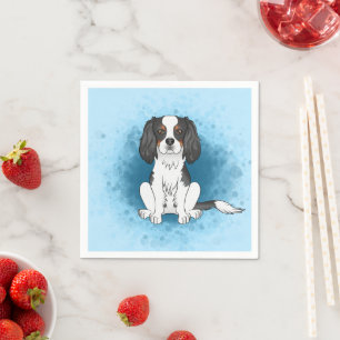 Driekleurige Cavalier King Charles Spaniel Hond Op Servet
