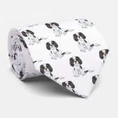 Driekleurige Cavalier King Charles Spaniel Hond Pa Stropdas (Opgerold)