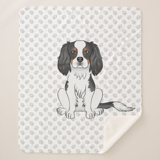 Driekleurige Cavalier King Charles Spaniel Hond &  Sherpa Deken (Voorkant)