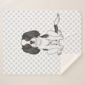 Driekleurige Cavalier King Charles Spaniel Hond &  Sherpa Deken (Voorkant (horizontaal))