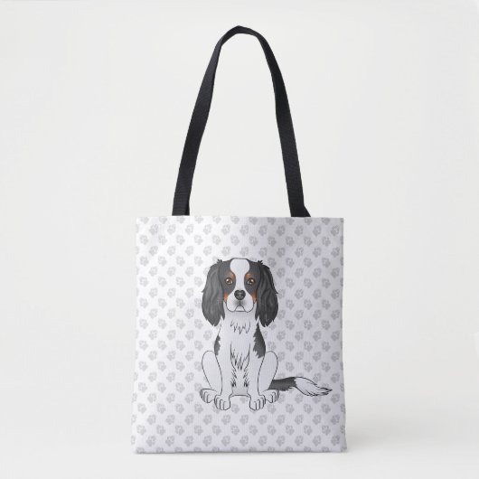 Driekleurige Cavalier King Charles Spaniel Hond &  Tote Bag (Voorkant)