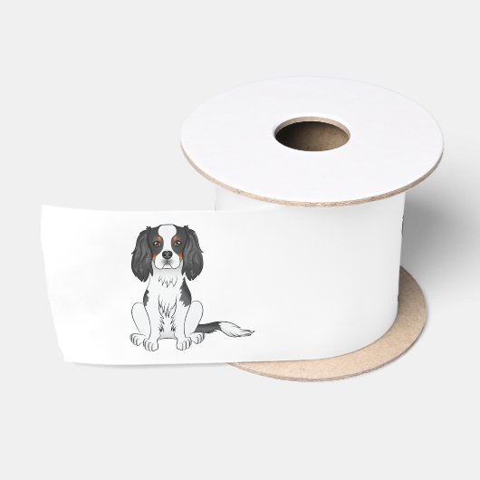 Driekleurige Cavalier King Charles Spaniel Hond Zi Satijnen Lint (Spoel)
