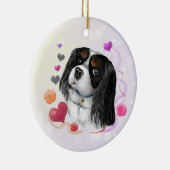 Driekleurige Cavalier King Charles Spaniel  Keramisch Ornament (Rechts)