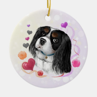 Driekleurige Cavalier King Charles Spaniel Keramisch Ornament