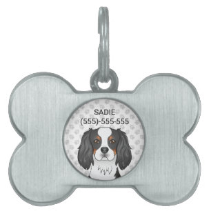 Driekleurige Cavalier King Charles Spaniel Kop & T Huisdieren Naamplaatje
