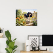Driekleurige Cavalier King Charles Spaniel Poster (Thuiskantoor)