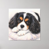 Driekleurige Cavalier King Charles Spaniel rustend Canvas Afdruk (Voorkant)