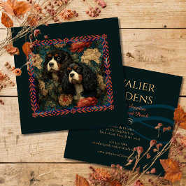 Driekleurige Cavalier King Charles Spaniels CKCS H Vierkante Visitekaartje