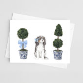 Driekleurige Cavalier Puppy Topiary Waterverf Kaart