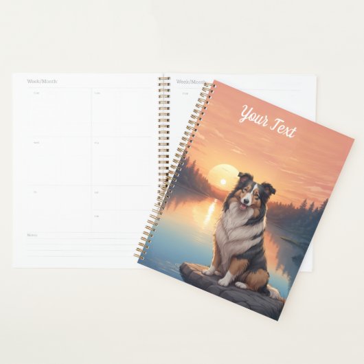 Driekleurige Collie bij het meer Planner (Display)