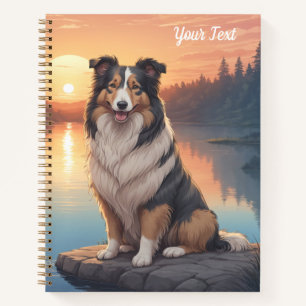 Driekleurige Collie bij meer Notitieboek