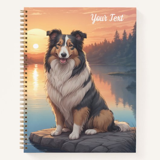 Driekleurige Collie bij meer Notitieboek (Voorkant)