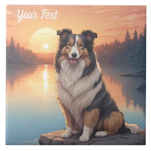 Driekleurige Collie bij meer Tegeltje (Voorkant)