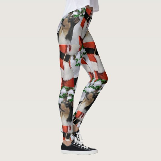 Driekleurige Collie Kerstmis Leggings (Rechts)