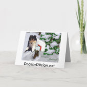 Driekleurige Collie Puppy kerstcadeaus Feestdagen Kaart (Achterkant)