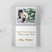 Driekleurige Collie Puppy kerstcadeaus Feestdagen Kaart (Binnen)