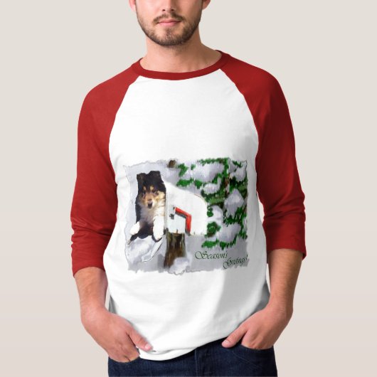 Driekleurige Collie Puppy kerstcadeaus T-shirt (Voorkant)