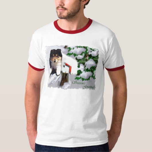 Driekleurige Collie Puppy kerstcadeaus T-shirt (Voorkant)
